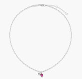 Sterling Silver July Birthstone Necklace w/ Lab Diamond - 18"